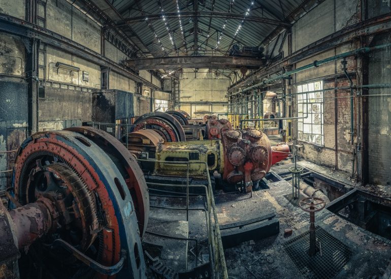 Urban exploration - panorama van de compressorhal