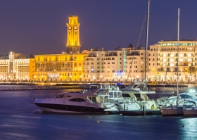 Bari Port at Night with some yachts