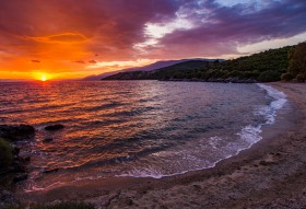 Zonsondergang in Lefokastro (Pilion)