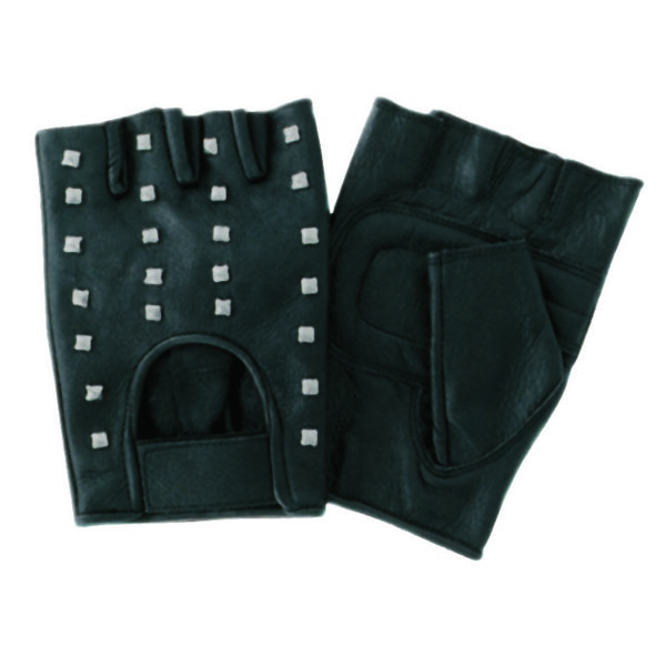 GUANTE PIEL CUSTOM SIN DEDOS CON CLAVOS Negro Ref. 103077