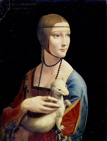 Leonardo da Vinci, Dame mit dem Hermelin, um 1490, Czartoryski-Sammlung Krakau, Quelle: Wikipedia, public domain