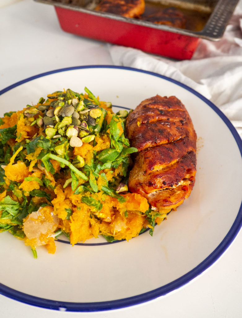 stamppotje van flespompoen en rucola