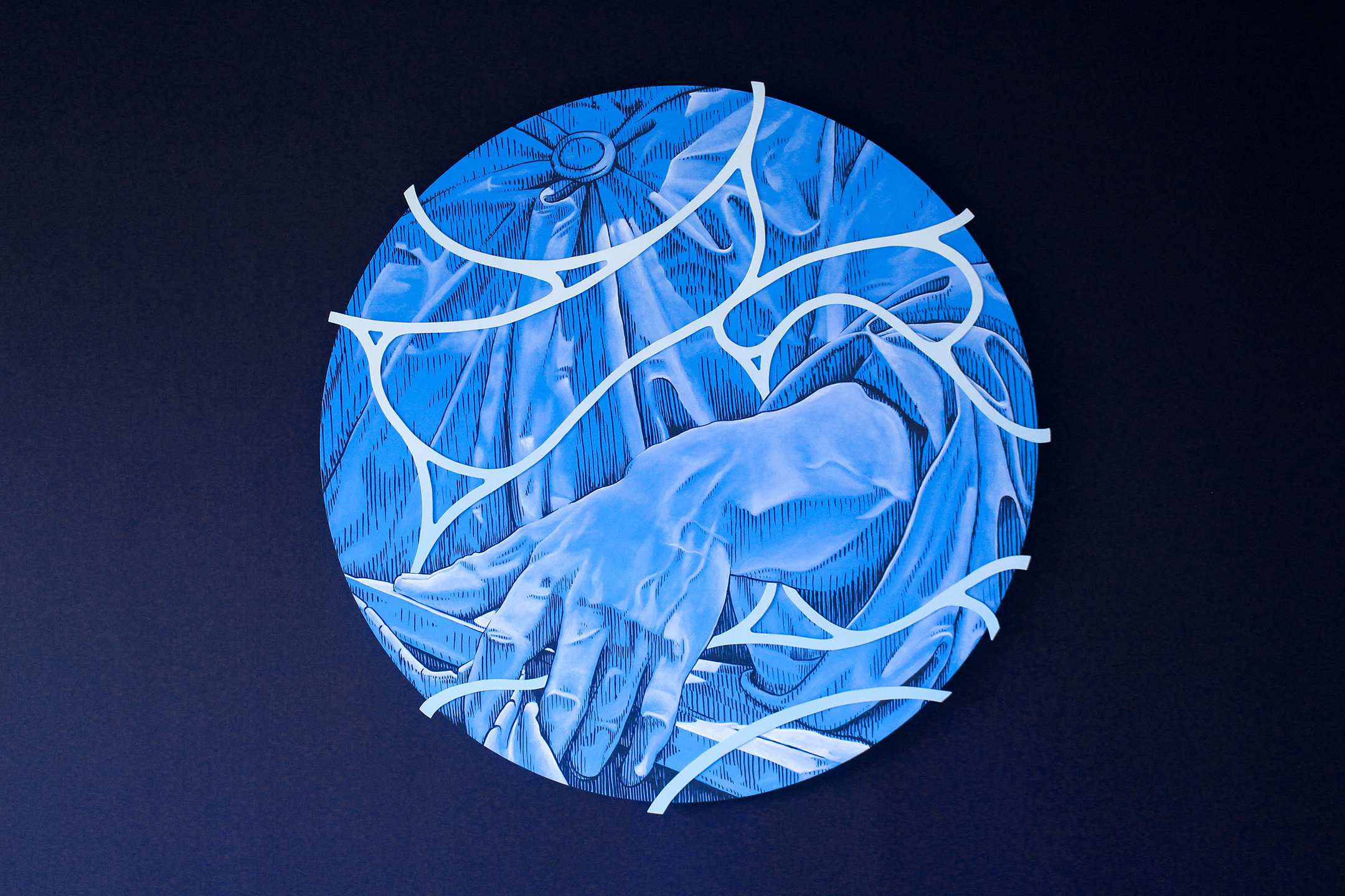 Selfish - big blue round painting-1