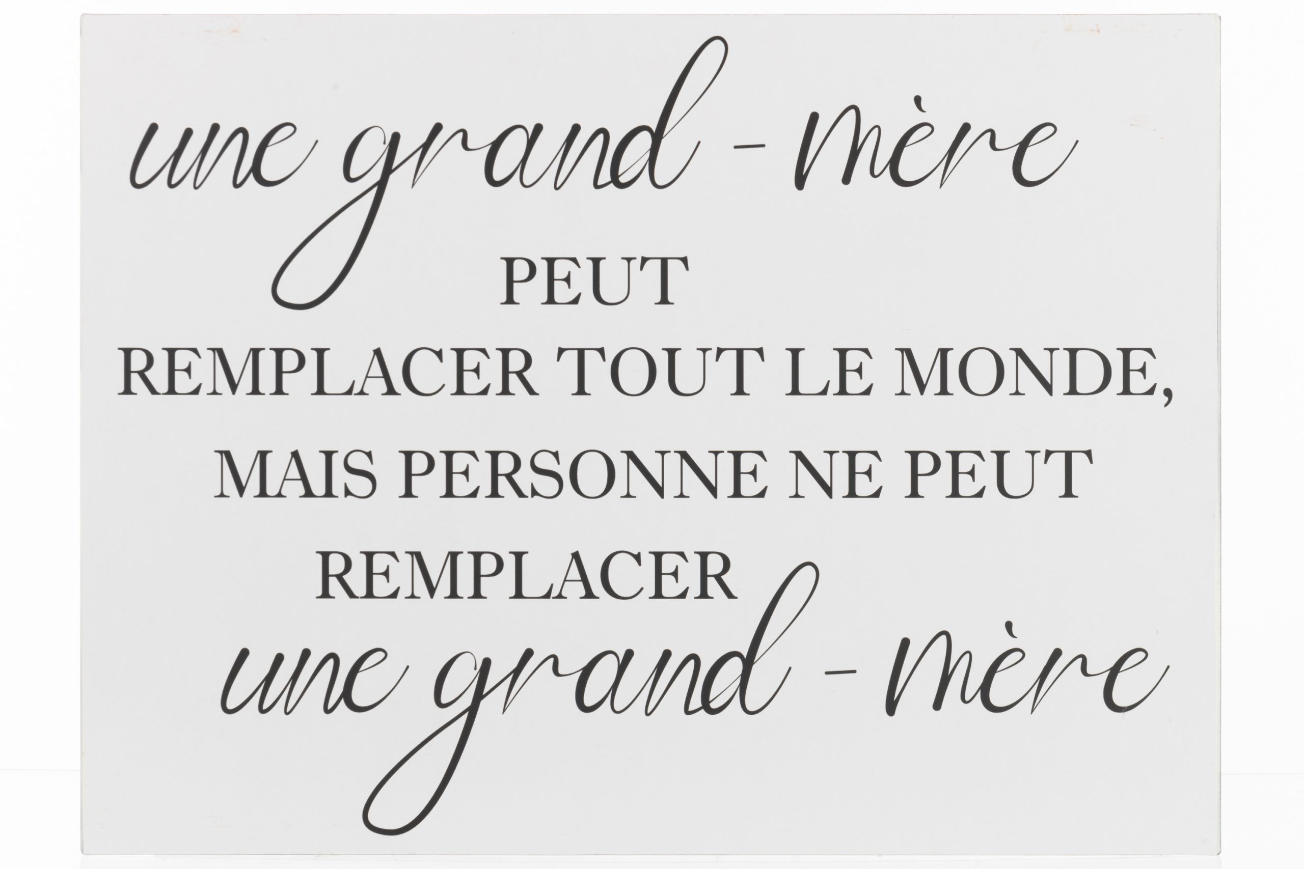Pancarte Texte Français Grand Mère Métal Blancnoir La Cadrerie Wavre 