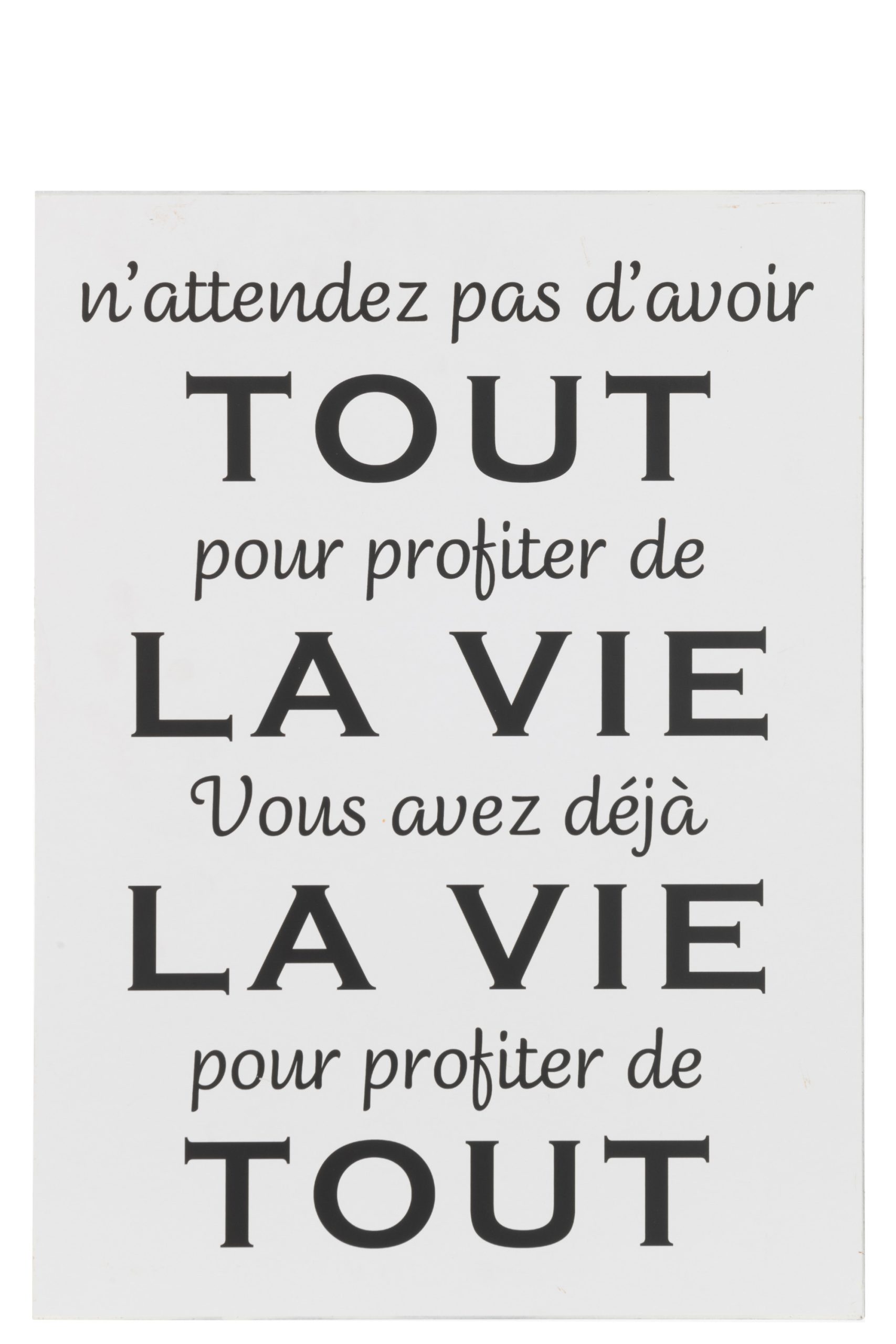 Pancarte Texte Français Vie Métal Blancnoir La Cadrerie Wavre 
