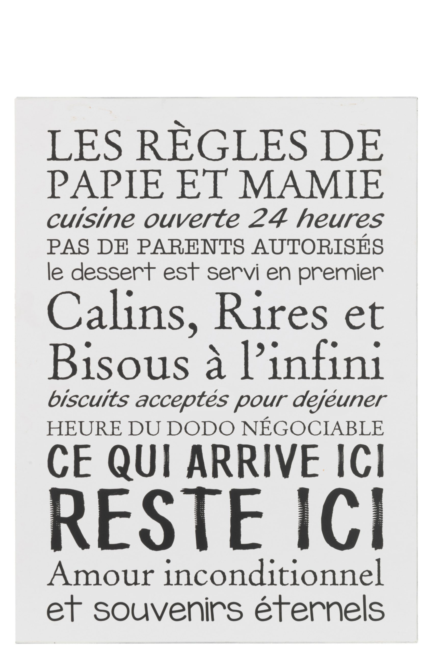 Pancarte Texte Français Règles Métal Blancnoir La Cadrerie Wavre 