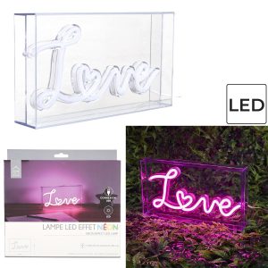 LAMPE ACRYLIQUE LED EFFET NEON LOVE
