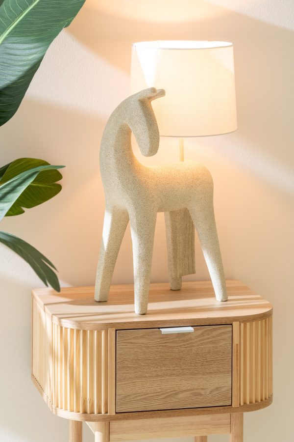 Lampe Cheval Moderne Résine Beige