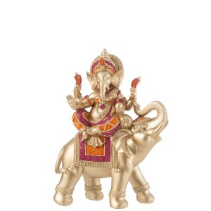 Ganesh Sur Eléphant Résine Mix Small