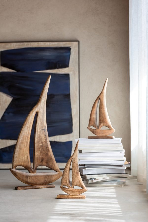 Bateau Sur Socle Manguier Marron Fonce Small – Image 2