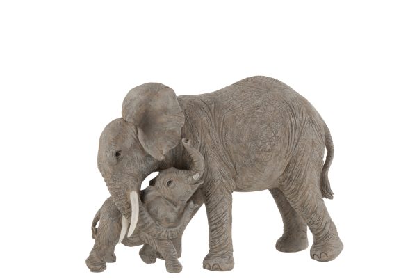 Eléphant Calin Résine Gris – Image 2