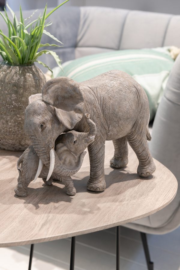 Eléphant Calin Résine Gris