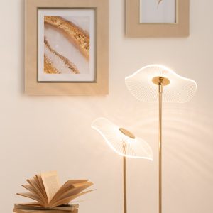 Lampe Led Fleur Métal/Plastique Or Large