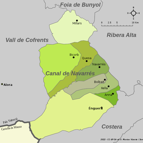 Mapa de la comarca de la Canal de Navarrés