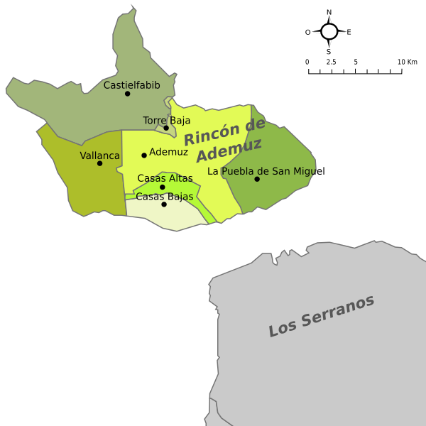 Mapa de la comarca del Racó d'Ademús
