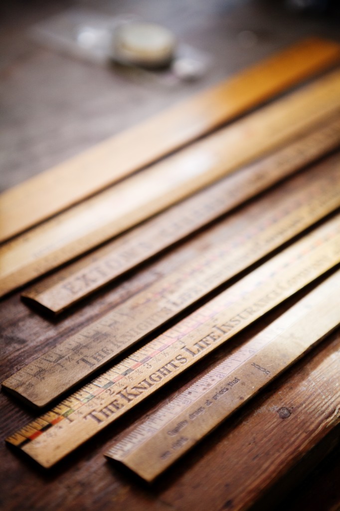 detail south room wooden rulers
