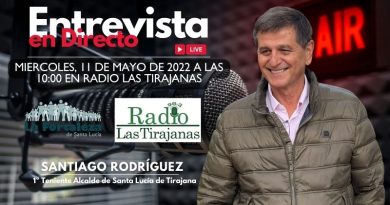 Entrevista el Miércoles, 11 de Mayo de 2022 a las 10:00 , en Radio Las Tirajanas, a nuestro compañero Santiago Rodríguez Fortaleza 1º Teniente Alcalde de Santa Lucía de Tirajana.