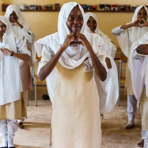 Lamu girls in a yoga session