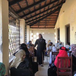 Lamu students being taught the impact of using sanitary pads