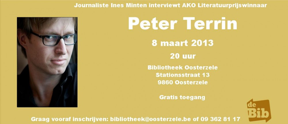 Peter Terrin te gast in de bibliotheek van Oosterzele op 8 maart