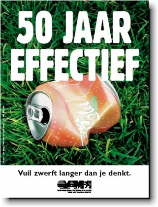 Affiche van een oude OVAM campagne tegen zwerfvuil