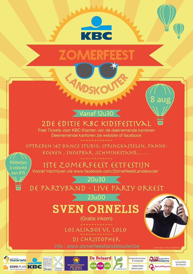 Affiche van het Kidsfestival en Zomerfeest met eetfestijn