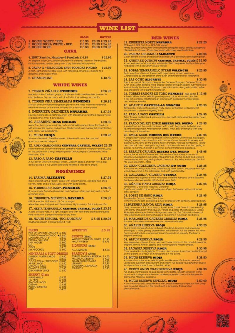 New Menu La Paella Tapas Bar