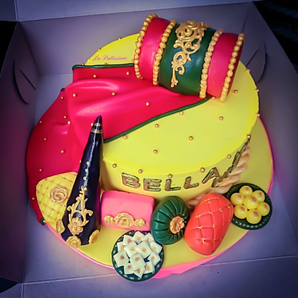 Yellow Dholki With Dupatta Cake by bakisto - the cake company