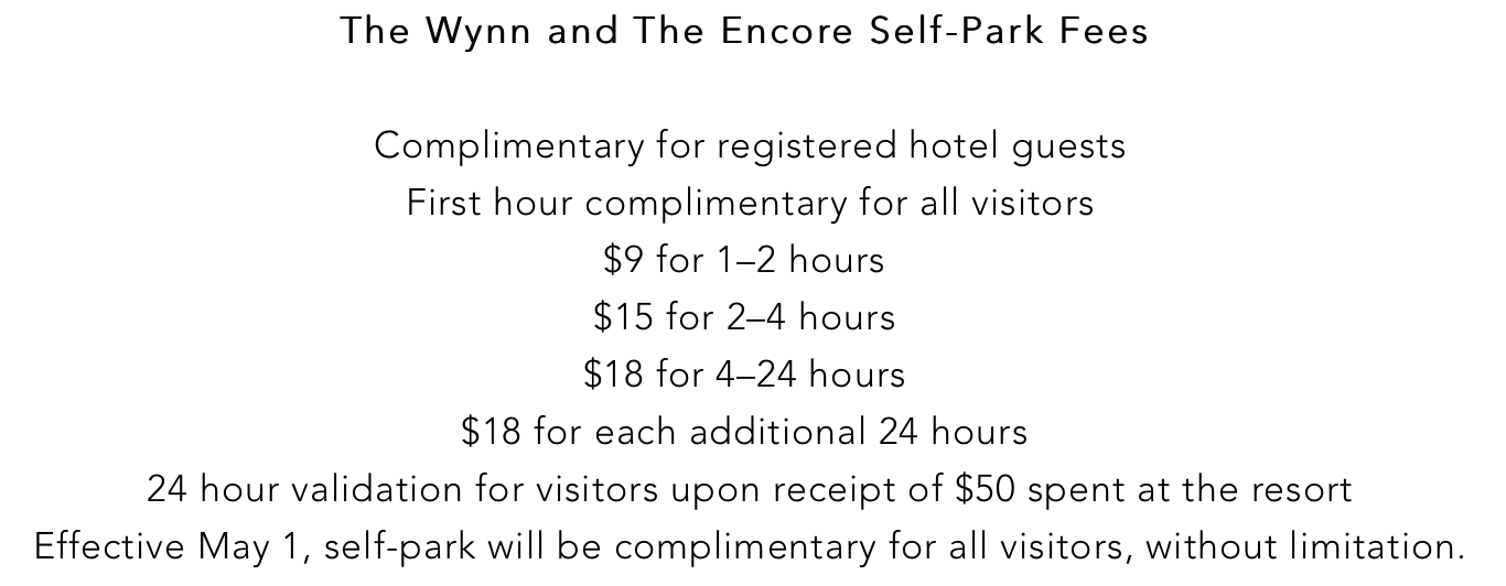 Wynn Encore parkeringsavgifter