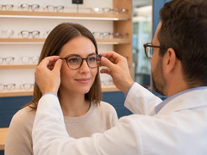 Ajustement de lunettes en boutique