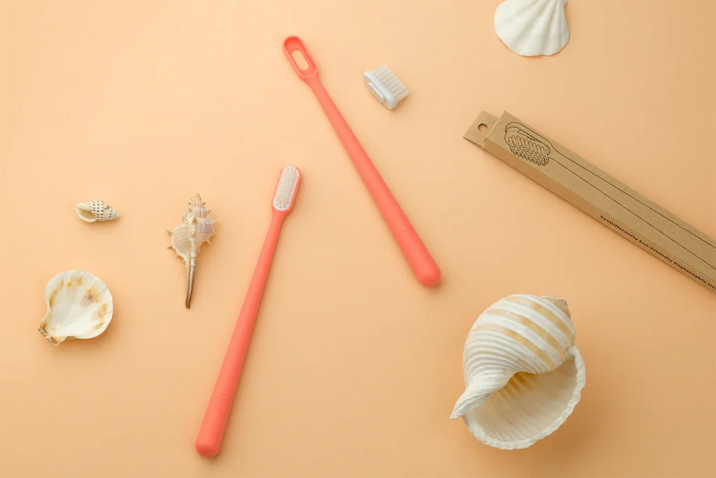 The BRiN SeaDifferently reusable toothbrush addresses this issue with a handle made from FDA-approved recycled ocean-bound plastic.