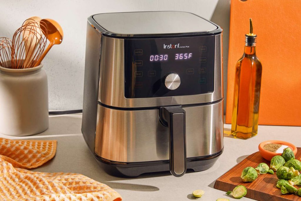 Instant Vortex Plus Air Fryer offers 6-in-1 functionality, including air frying, roasting, baking, broiling, reheating, and dehydrating.