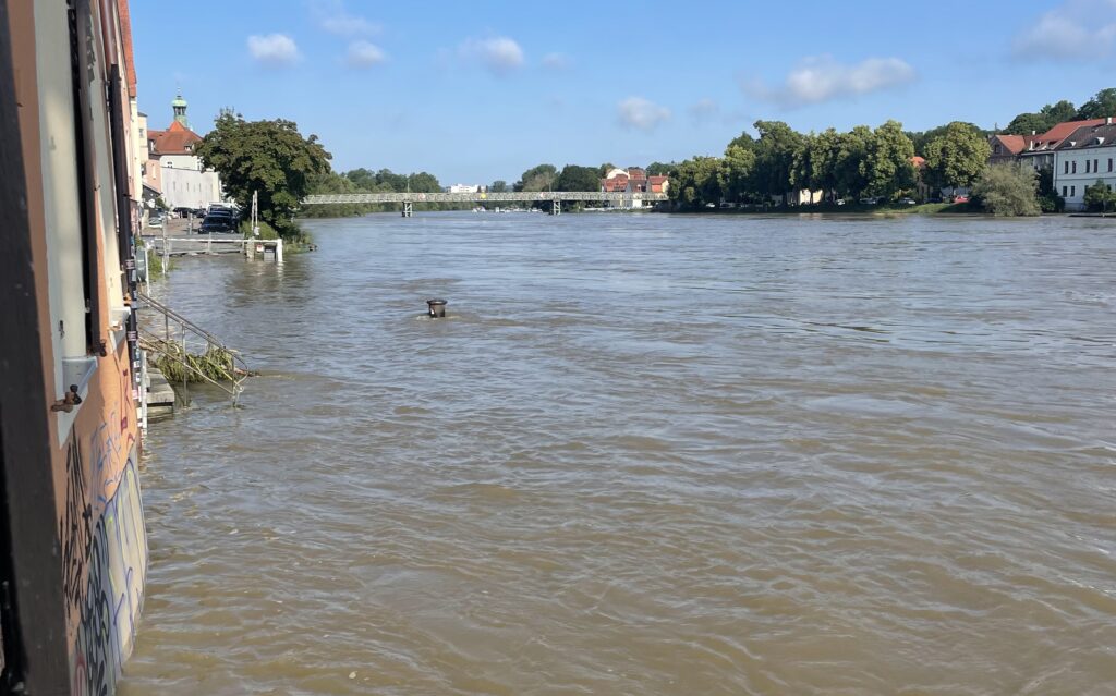 Überfordert mit der Überschwemmung: Die Donau vorm Fenster