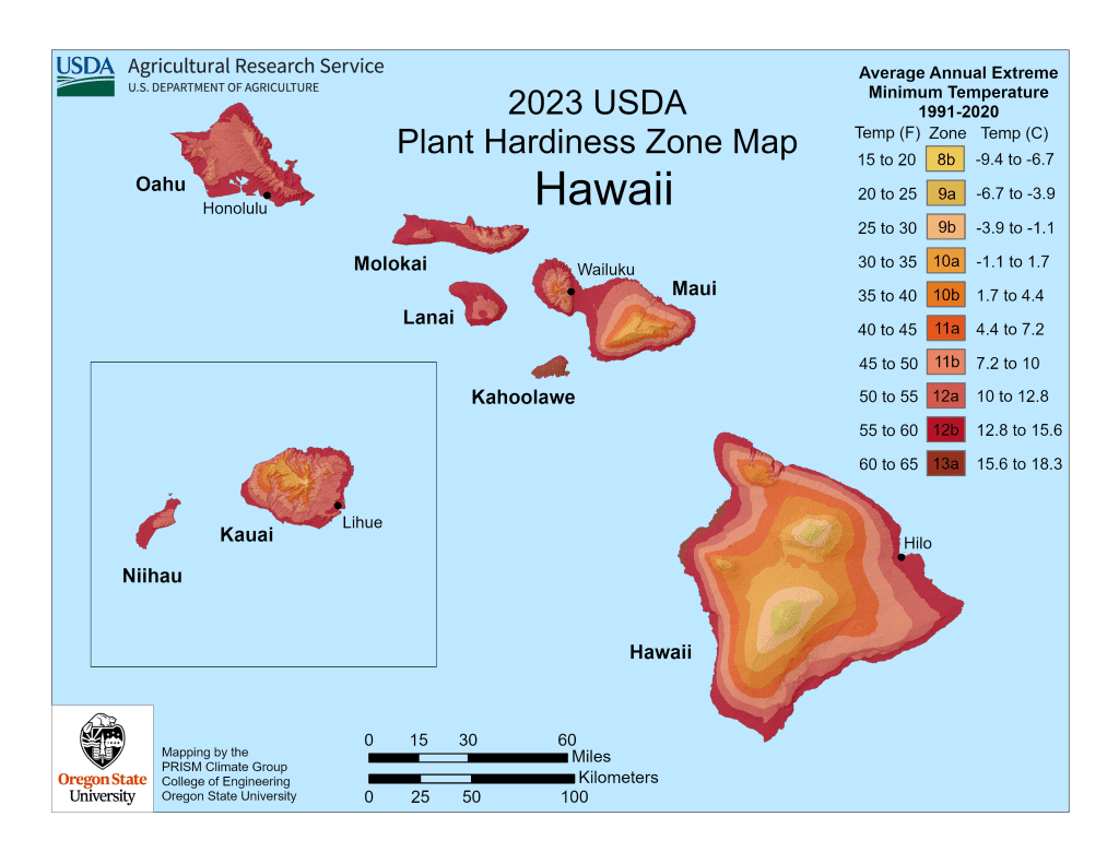 USDA Plant Hardiness Zone Map zone Hawaii