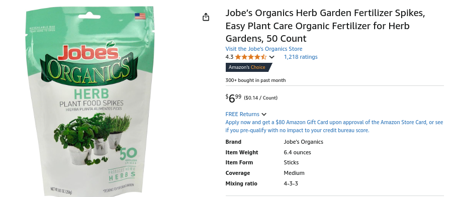 Herb Garden Fertilizer Spikes