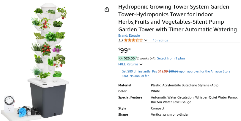 Hydroponic Growing Tower System