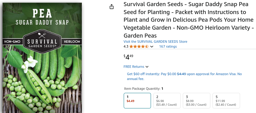 Sugar Daddy Snap Pea Seed for Planting