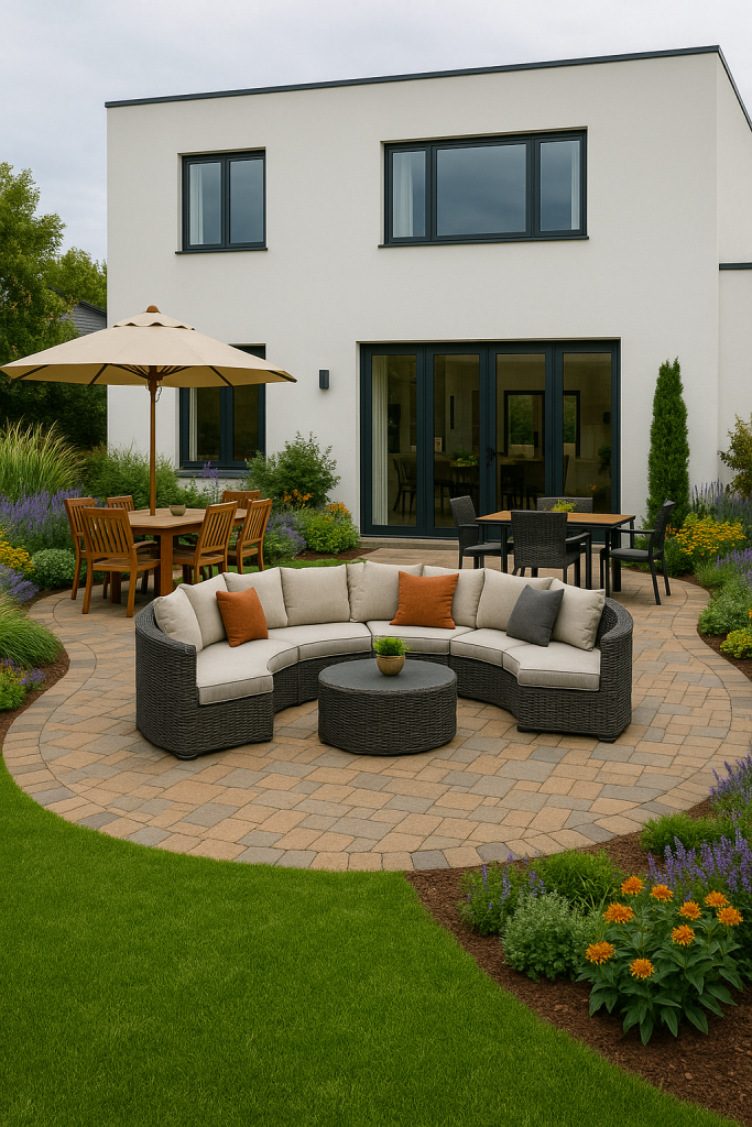 fancy pato design outside a modern house