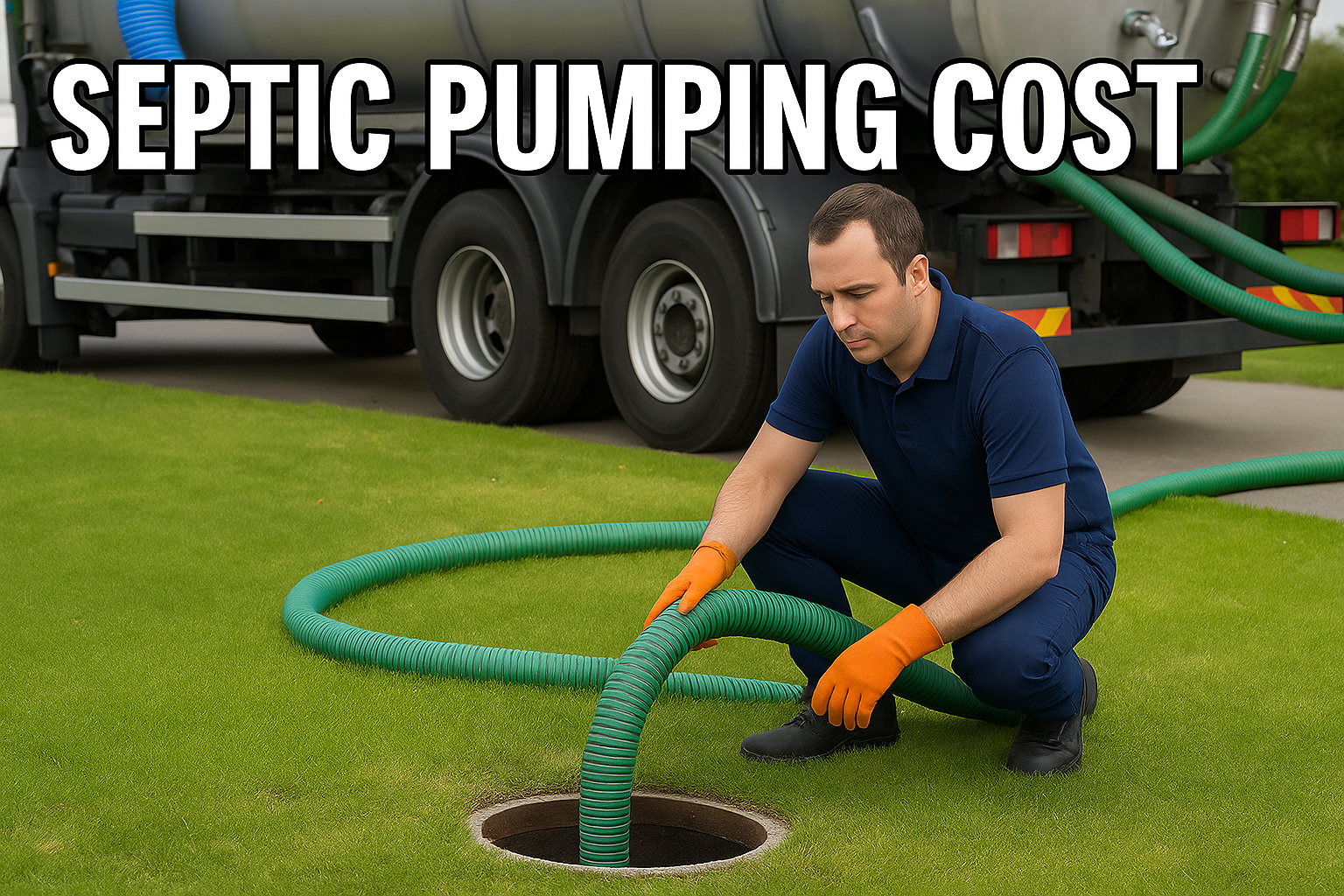 man with hose pumping septic