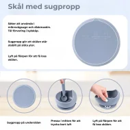 Information om funktionerna av vår barnskål med sugpropp.