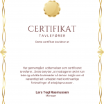 Tavleføter certifikat