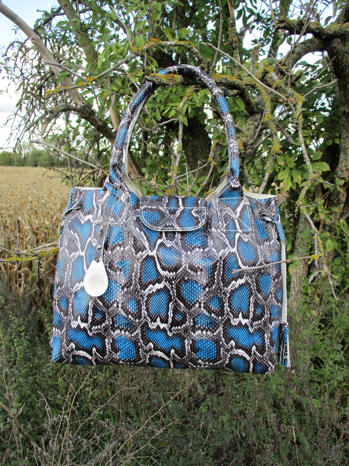 Shopper "Python" (blau) - LEDERTASCHENMANUFAKTUR