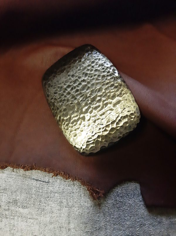 Buckle Metallschließe messing Metall gehämmert rechteckig - LEDERTASCHENMANUFAKTUR