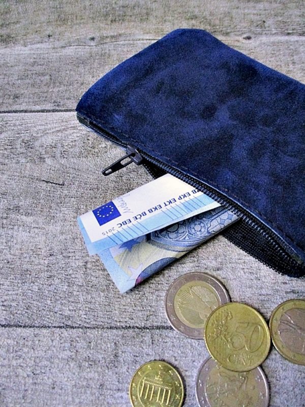 Mini-Portemonnaie dunkelblau schwarz Rindswildleder