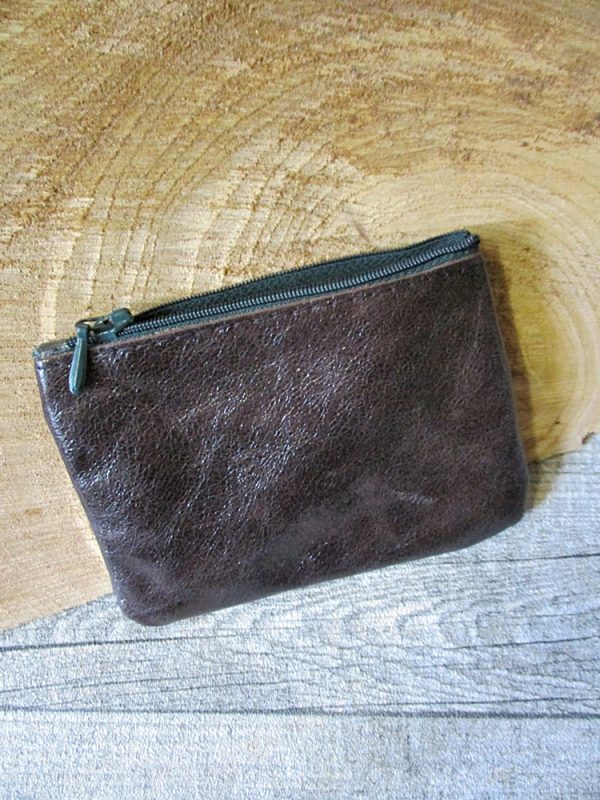 Mini-Portemonnaie dunkelbraun dunkelgrün Rindsleder - MONDSPINNE Ledertaschenmanufaktur