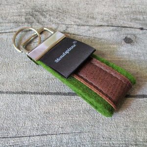 Schlüsselanhänger keychain lanyard braun grün Leder Wollfilz - MONDSPINNE Ledertaschenmanufaktur