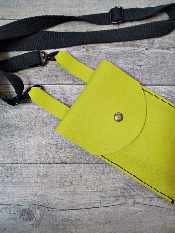 Handytasche Gürteltasche Umhängetasche Leder gelb schwarz - MONDSPINNE® Ledertaschenmanufaktur