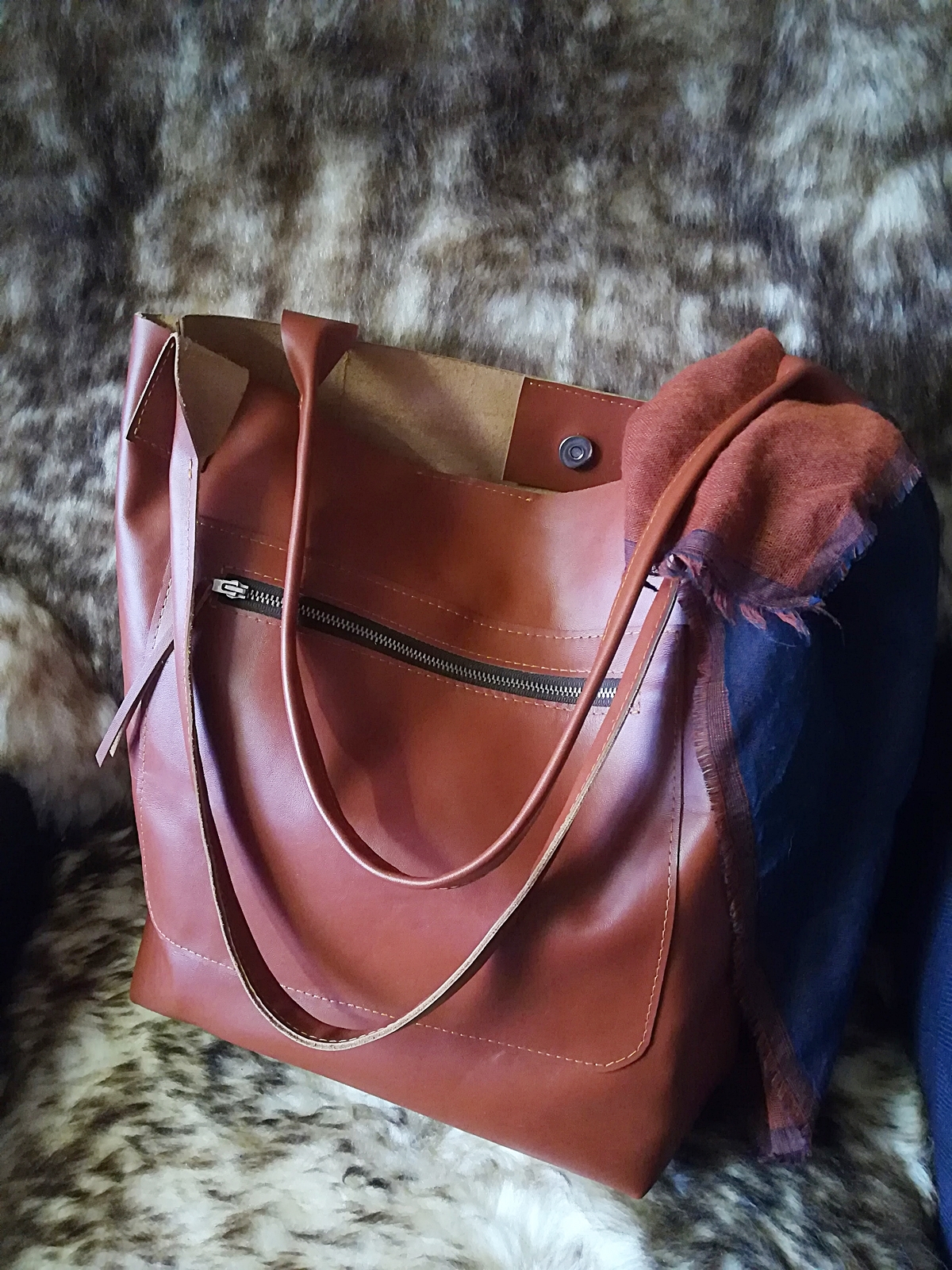 TOTE BAG Shopper (cognac) - LEDERTASCHENMANUFAKTUR