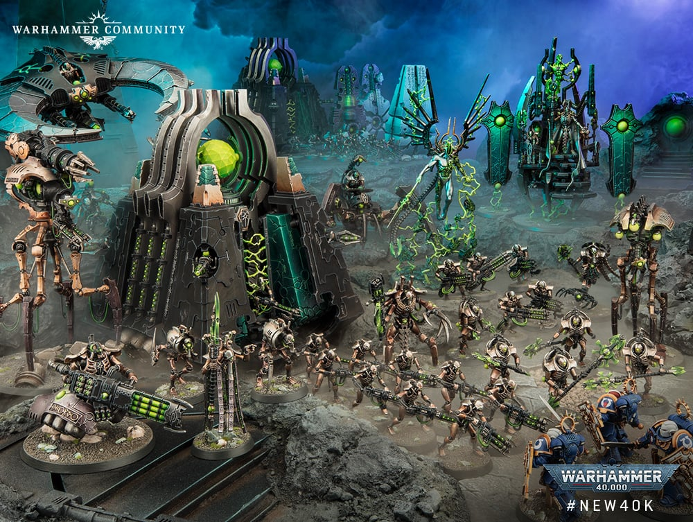Para cego ver: um conjunto de miniaturas Necrons liderados pelo Rei Silencioso.