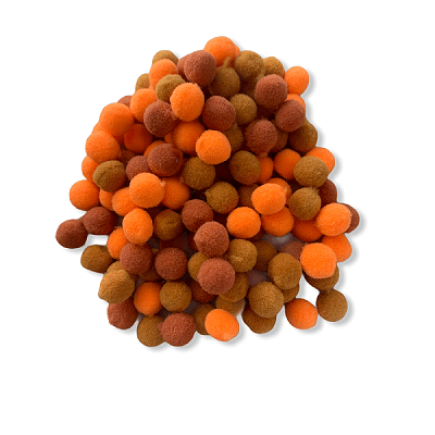 Pomponer 10 mm. 120 stk. orange nuancer